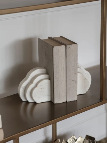 Cloud White Marble Bookends 11.5 cm – Set of Two Sculptural Book Supports