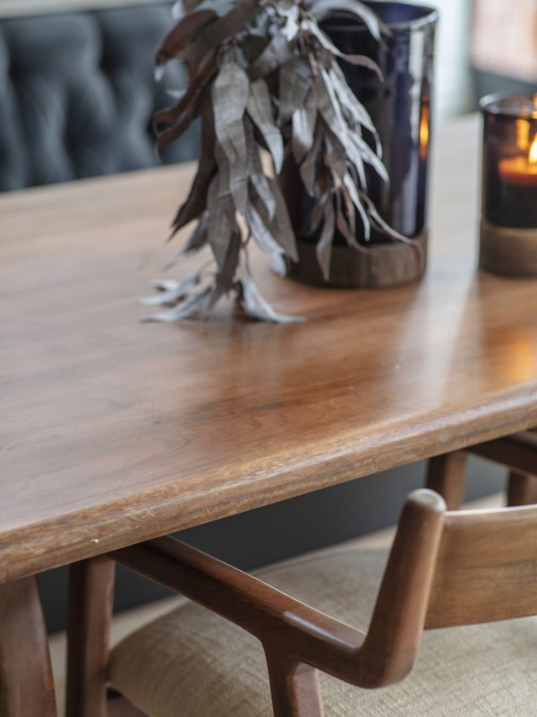 Large dining table for approximately eight people