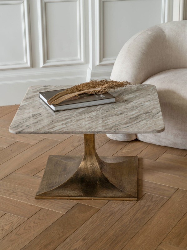 Altea Marble Coffee Table – 70 cm Square Marble Top with Aluminium Base | Luxury Modern Design by K&B London