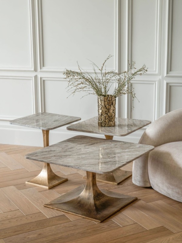 Altea Marble square side table measuring 55 cm