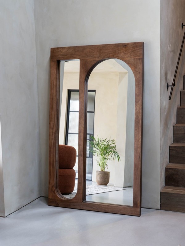 Montpelier large leaner mirror with a brown mango wood frame