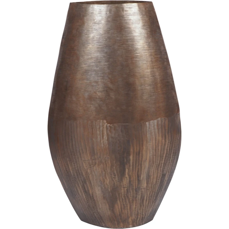 Lyall large gold floor vase in hand-textured aluminium, 100cm tall