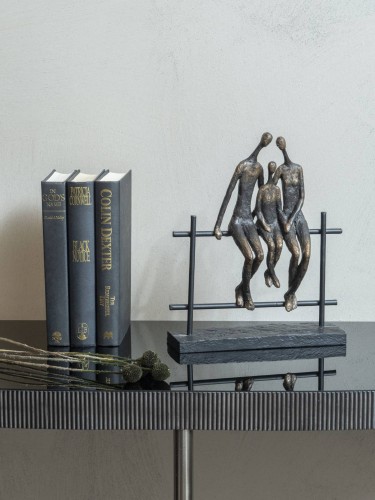 Brompton Three Family Sculpture 30 cm – Parents and Child in Bronze and Black