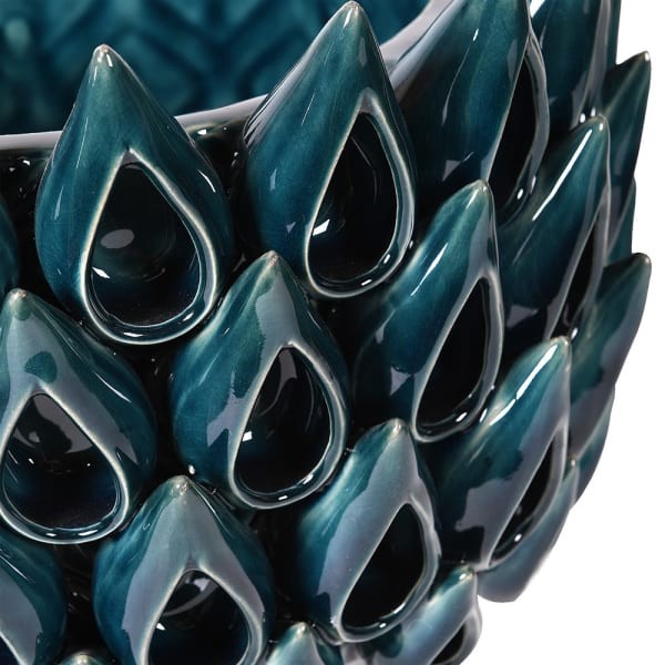 Blue ceramic decorative vase for living room or dining room