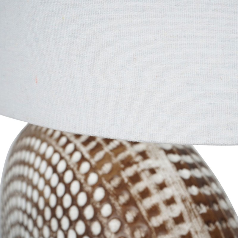 Large ceramic lamp with natural linen shade