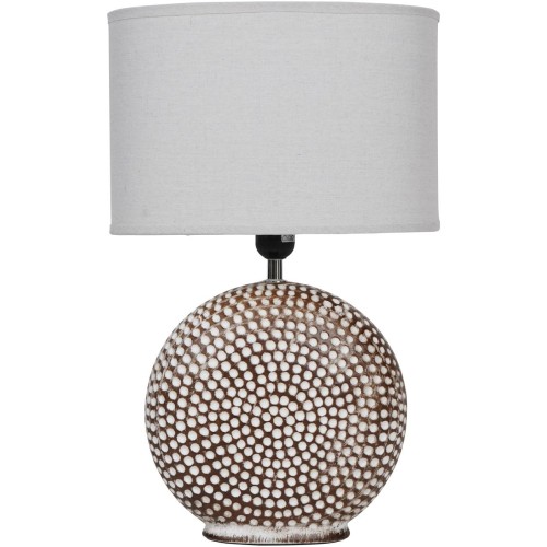 Flat Brown S Ceramic Table Lamp 48 cm – Brown and Antique White Base with Natural Linen Shade
