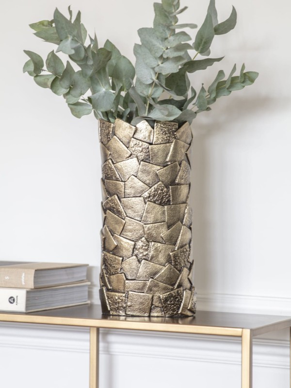 Tall gold decorative vase measuring 36 cm