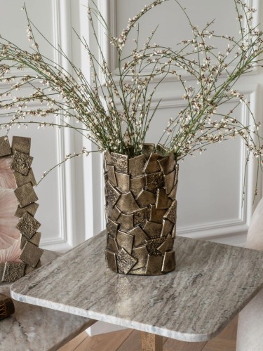 Belmore S Antique Gold Decorative Vase 25 cm – Textured Aluminium