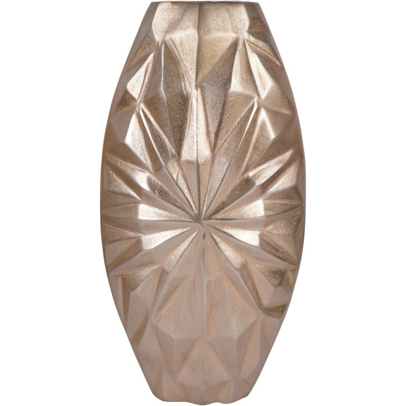 Sunburst gold decorative vase in hand-textured aluminium, 40cm tall