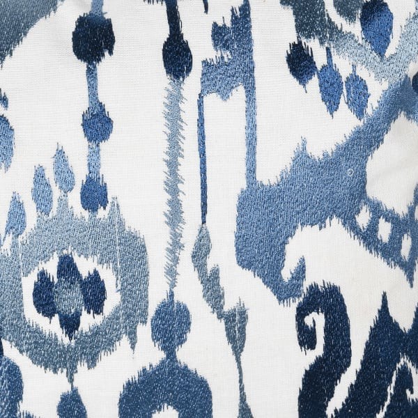 Blue and white cotton cushion with feather filling