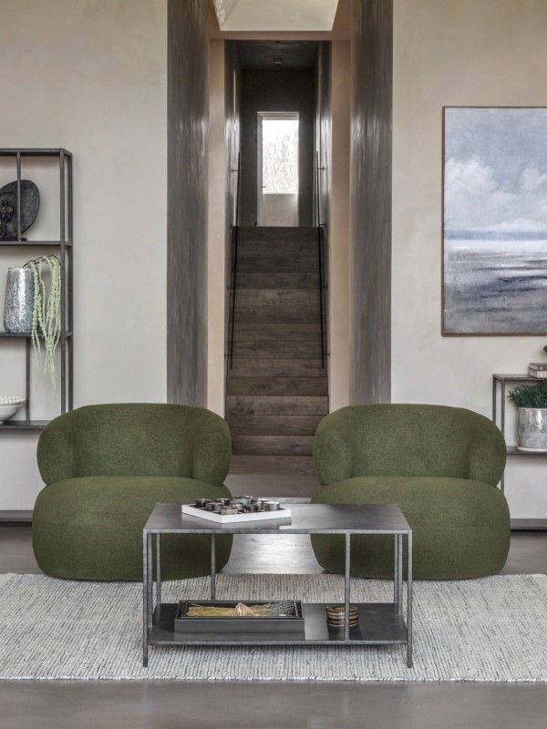 Black iron coffee table for a modern living room