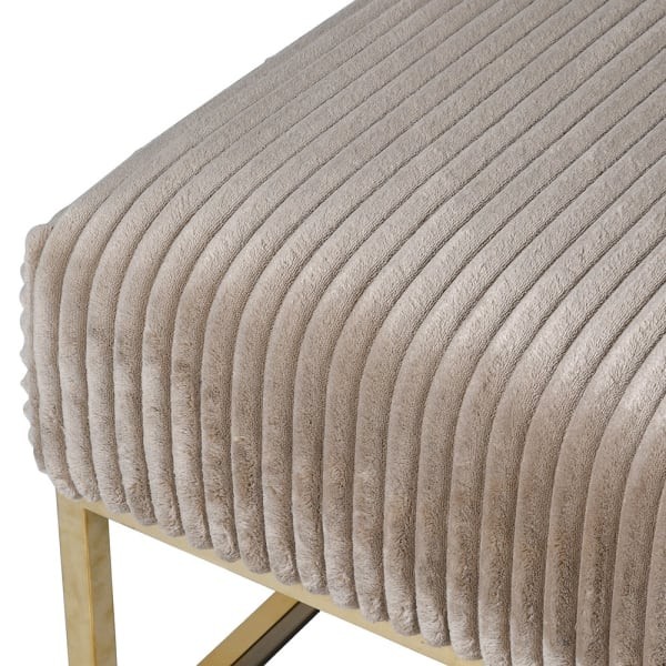 Taupe velvet ottoman coffee table with a gold frame