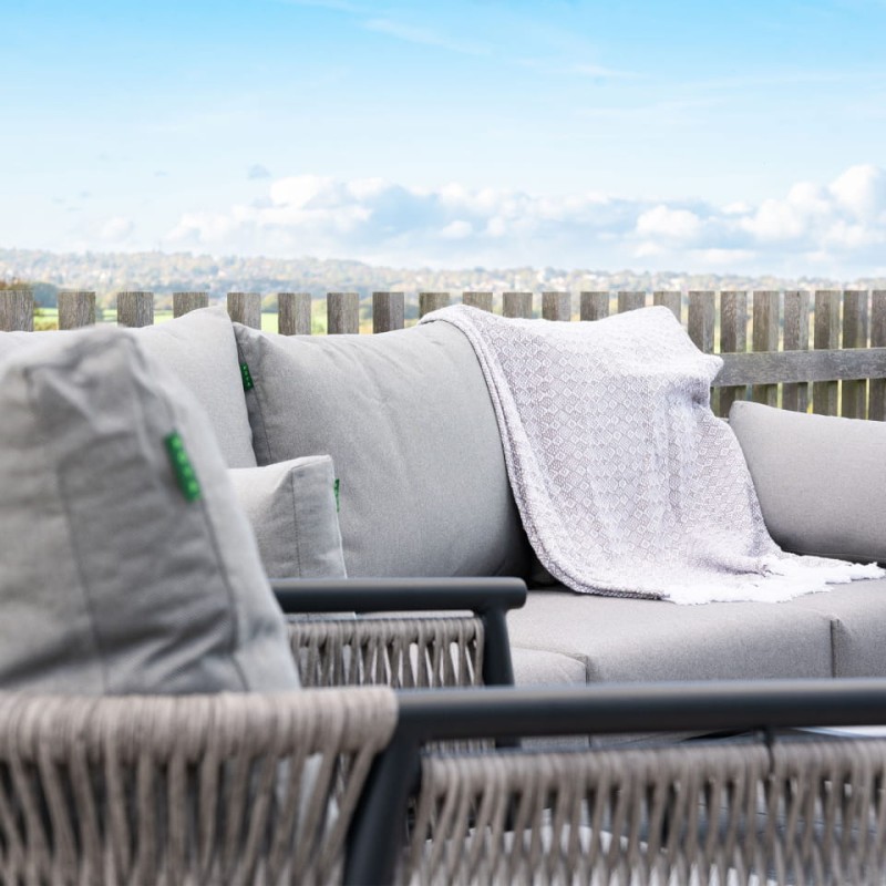 Esher Aluminium Garden Furniture Set – 3-Seater Sofa, Armchairs & Adjustable Height Table