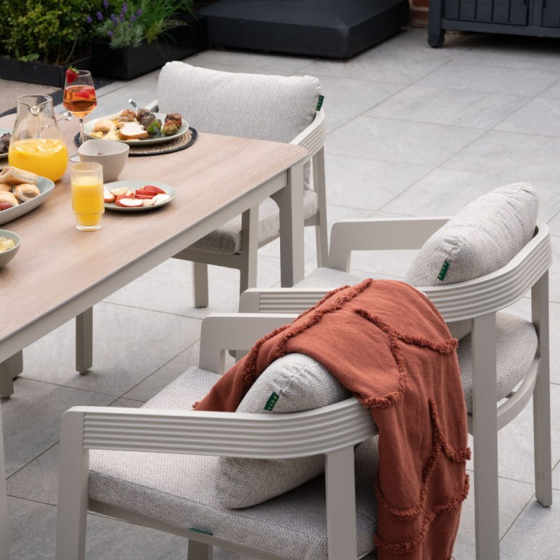 Lyall Garden Furniture Set – Six Chairs and Rectangular Wood-Effect Table