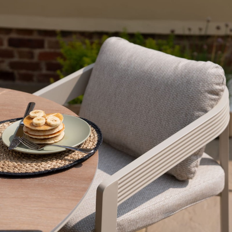 Lyall Garden Furniture Set – Four Chairs and Round Wood-Effect Dining Table
