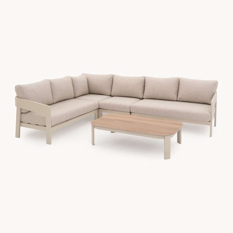 Lyall Corner Garden Furniture Set – Cream Corner Sofa and Coffee Table