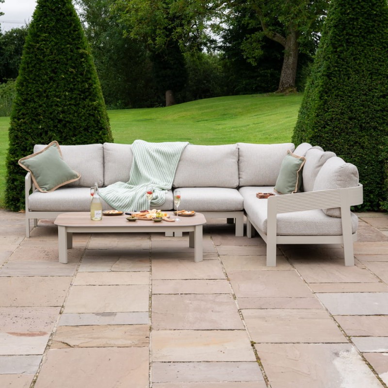 Lyall Corner Garden Furniture Set – Cream Corner Sofa and Coffee Table