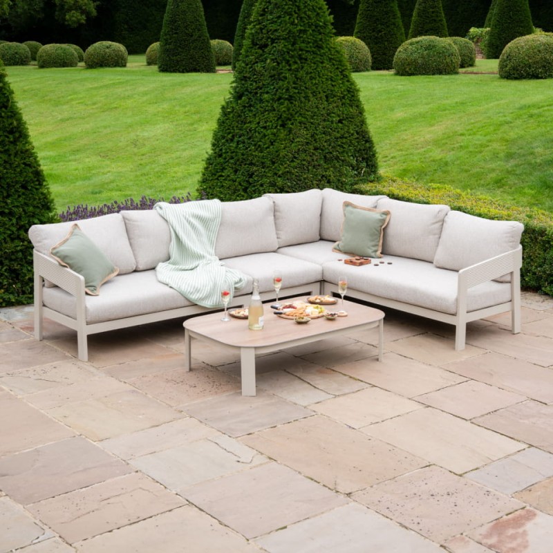 Lyall Corner Garden Furniture Set – Cream Corner Sofa and Coffee Table