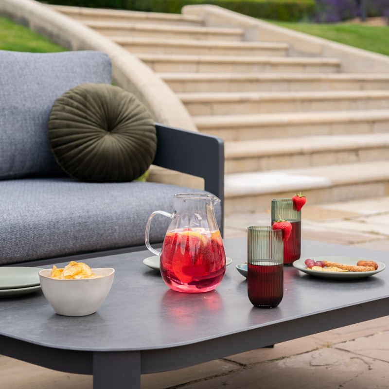 Lyall Corner Grey Garden Furniture Set – Corner Sofa & Grey Coffee Table