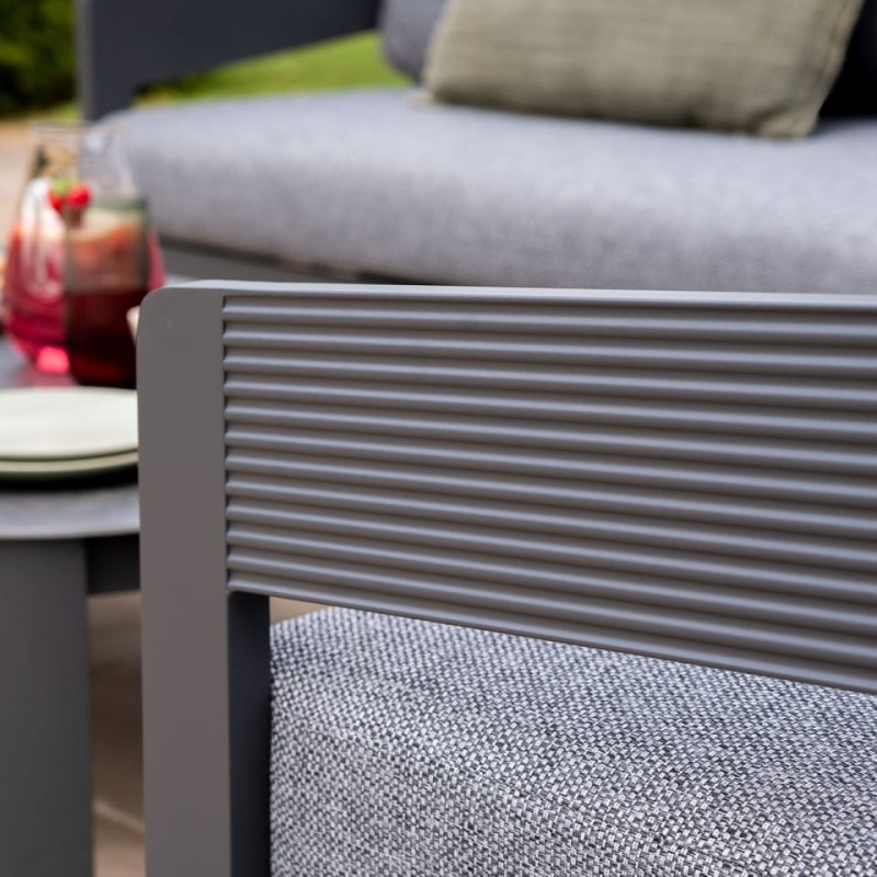 Lyall Corner Grey Garden Furniture Set – Corner Sofa & Grey Coffee Table