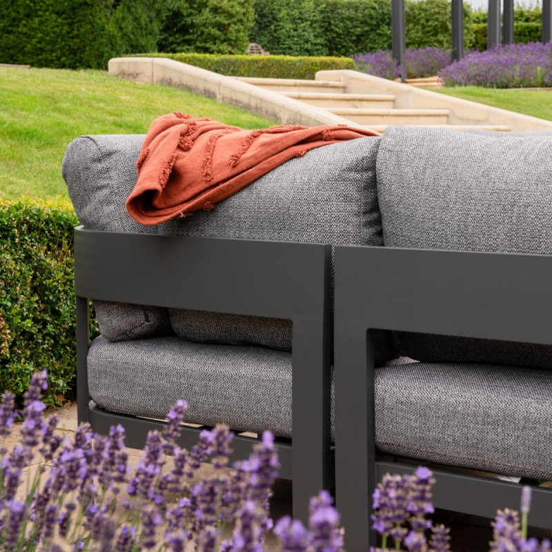 Lyall Corner Grey Garden Furniture Set – Corner Sofa & Grey Coffee Table