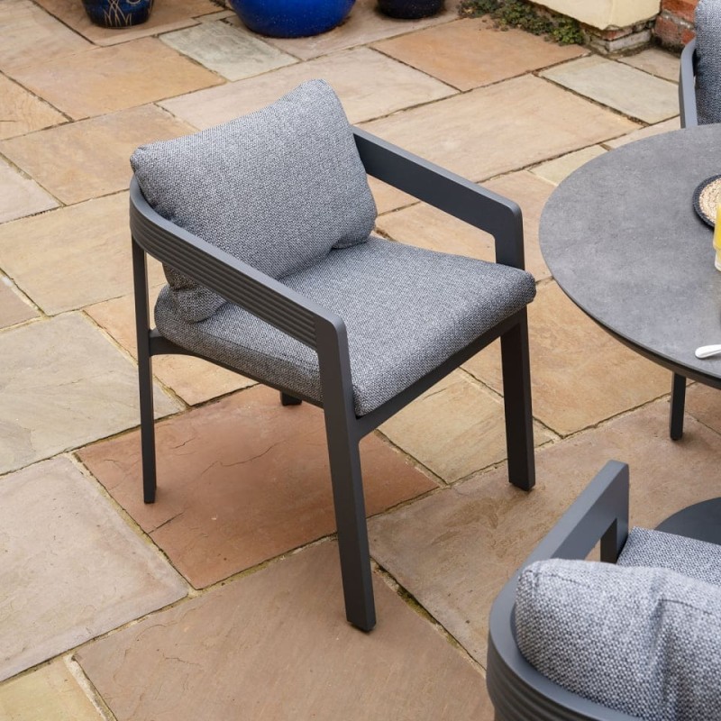 Lyall Grey Garden Furniture Set – 4 Chairs and Round Table