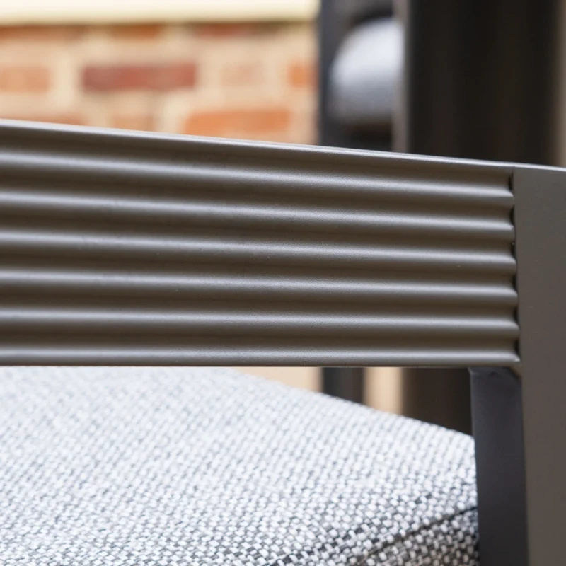 Lyall Grey Garden Furniture Set – 4 Chairs and Round Table