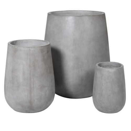 Set of 3 Grey Concrete Garden Planters, 68 cm, Patio Planters