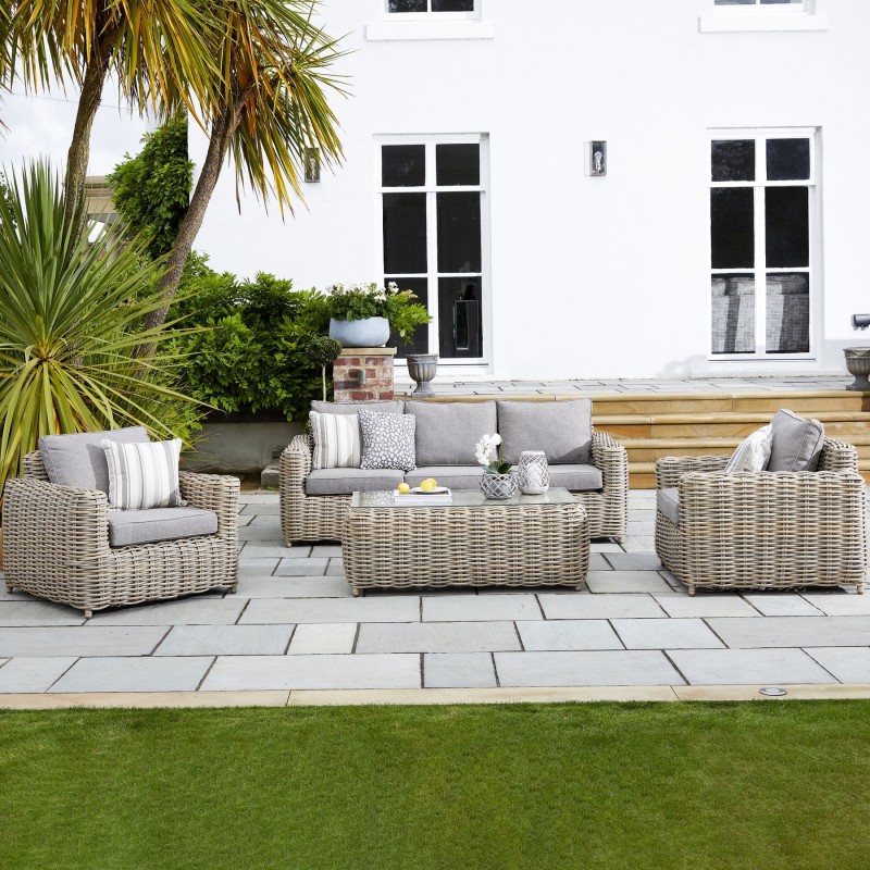Bromley Outdoor Furniture Set – Sofa, Armchairs & Coffee Table
