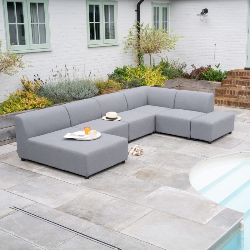 Modular Chester garden sofa with chaise lounge section