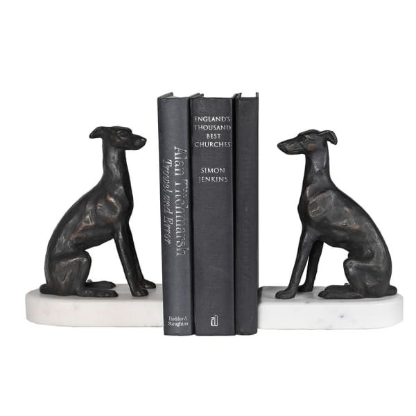 Luxury greyhound bookends for shelves and bookcases