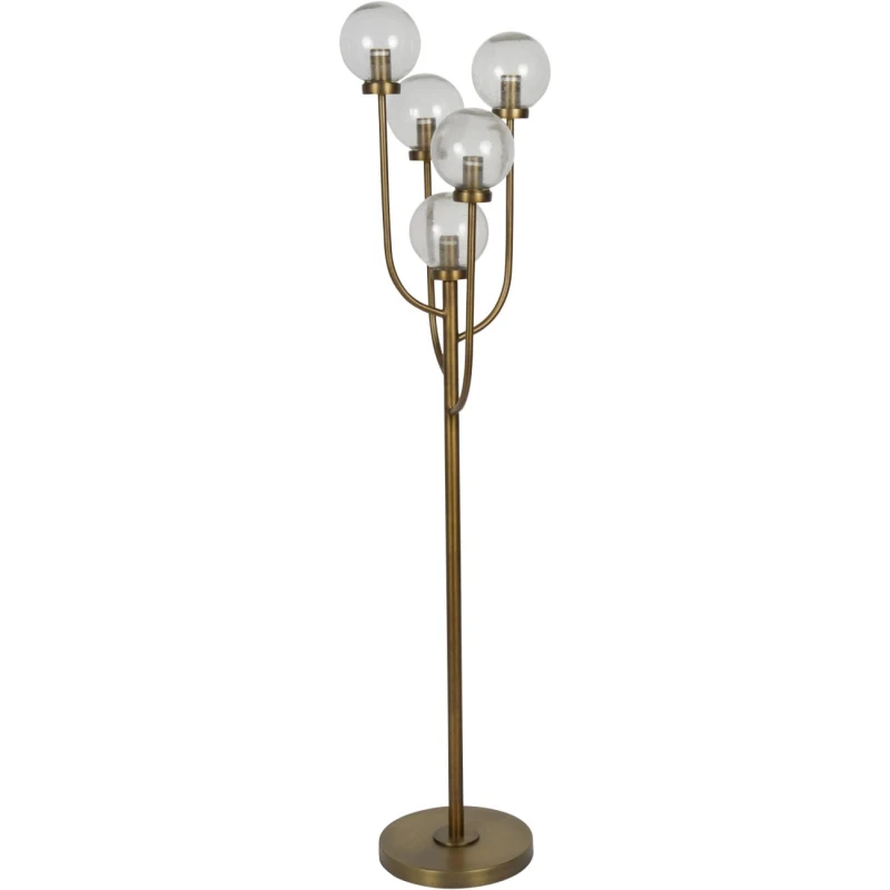 Bubble standing lamp with five clear glass globes
