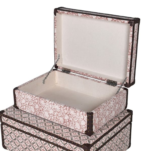 Decorative storage chests with leather details