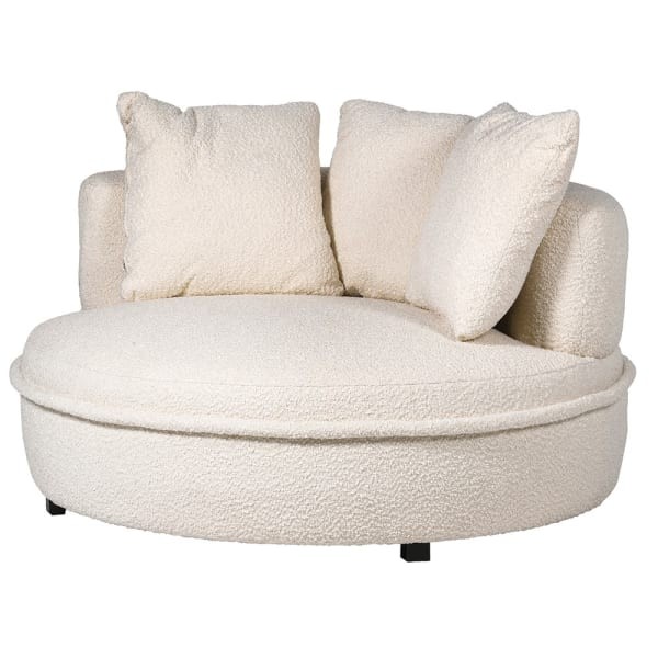 Ivory Boucle Loveseat 125 cm - Ivory Large Occasional Chair