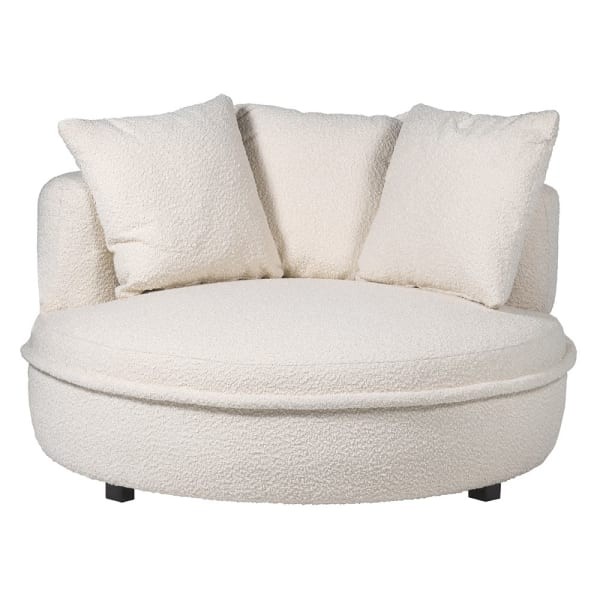 Ivory Boucle Loveseat 125 cm - Ivory Large Occasional Chair