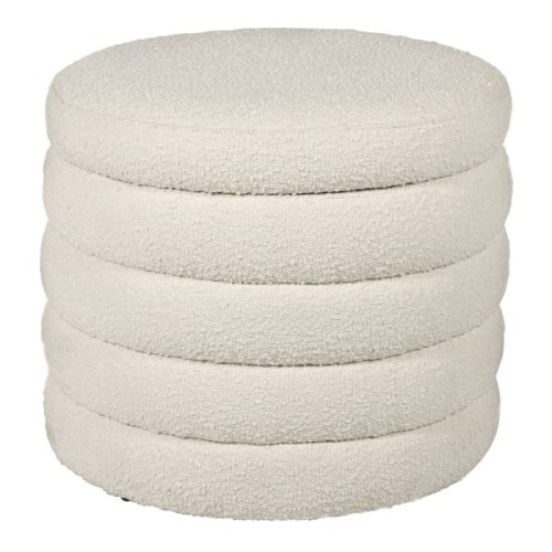 Cream Bouclé Storage Stool for Dressing Table