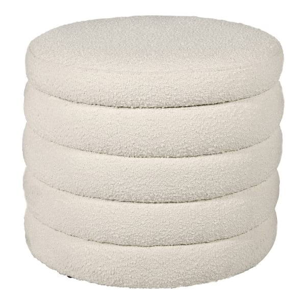 Cream Bouclé Storage Stool for Dressing Table