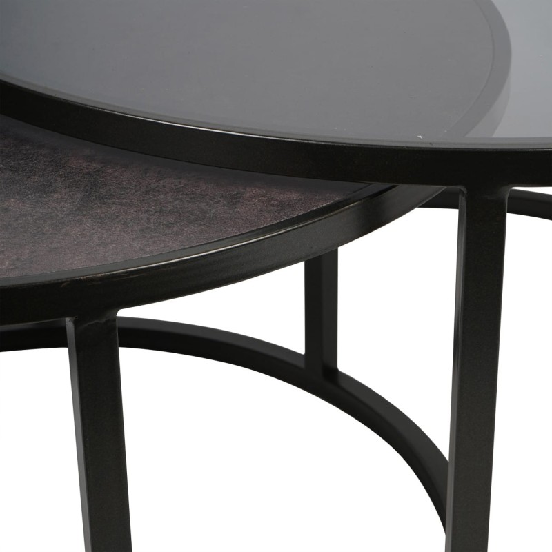 Lyrics Coffee Table Set – Two Black Round Tables 79 cm | Modern Living Room Furniture