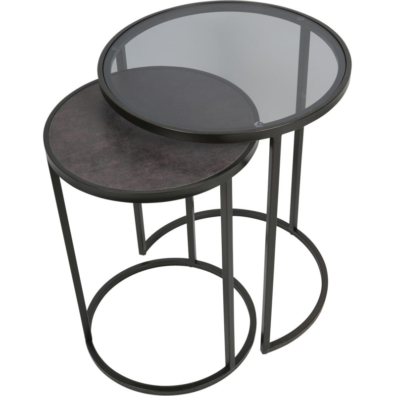 Set of black occasional tables for a living room