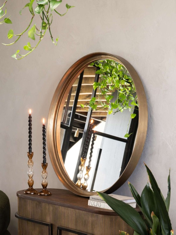 Brompton Brass 100 cm Round Mirror with Aluminium Frame