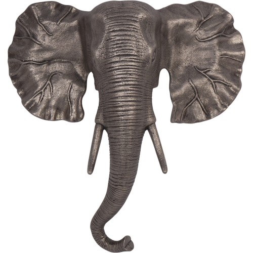 Elephant Kari Wall Decoration 39 cm – Antique Gold Aluminium Elephant Head