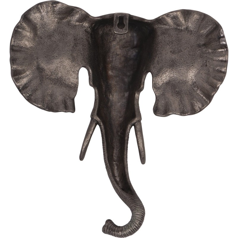 Metal elephant head ornament in an antique gold finish