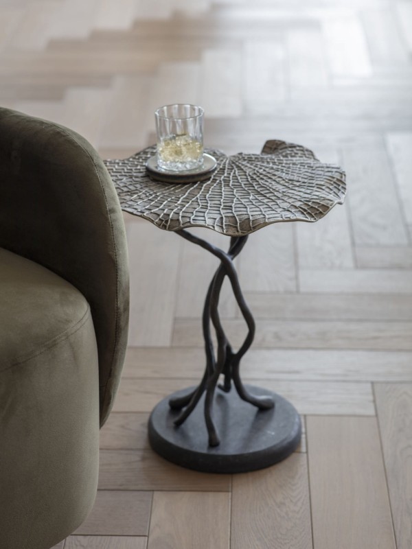 Lily gold and black side table measuring 45 cm high