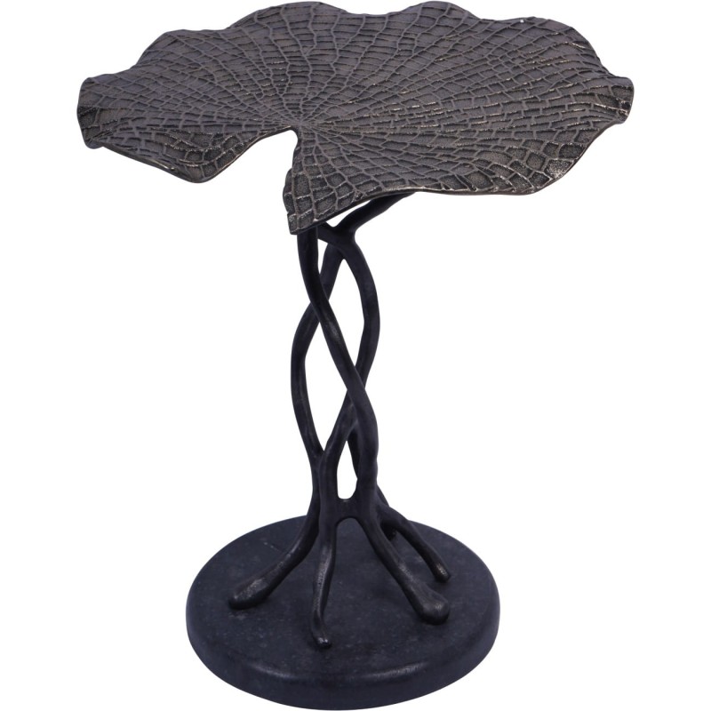 Metal occasional table with a leaf-shaped aluminium top