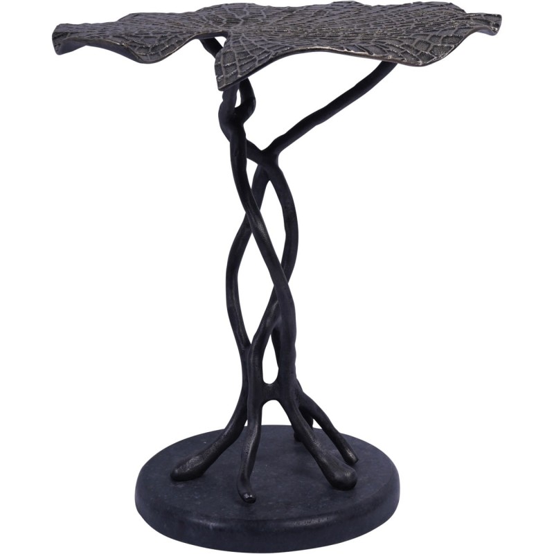 Aluminium side table with a round granite plinth
