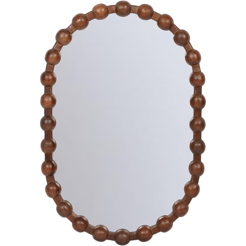 Montpelier oval wall mirror with a brown mango wood frame