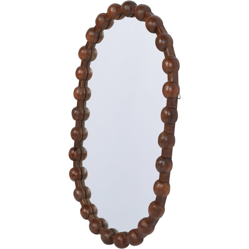 Oval mirror in a dark brown wooden frame
