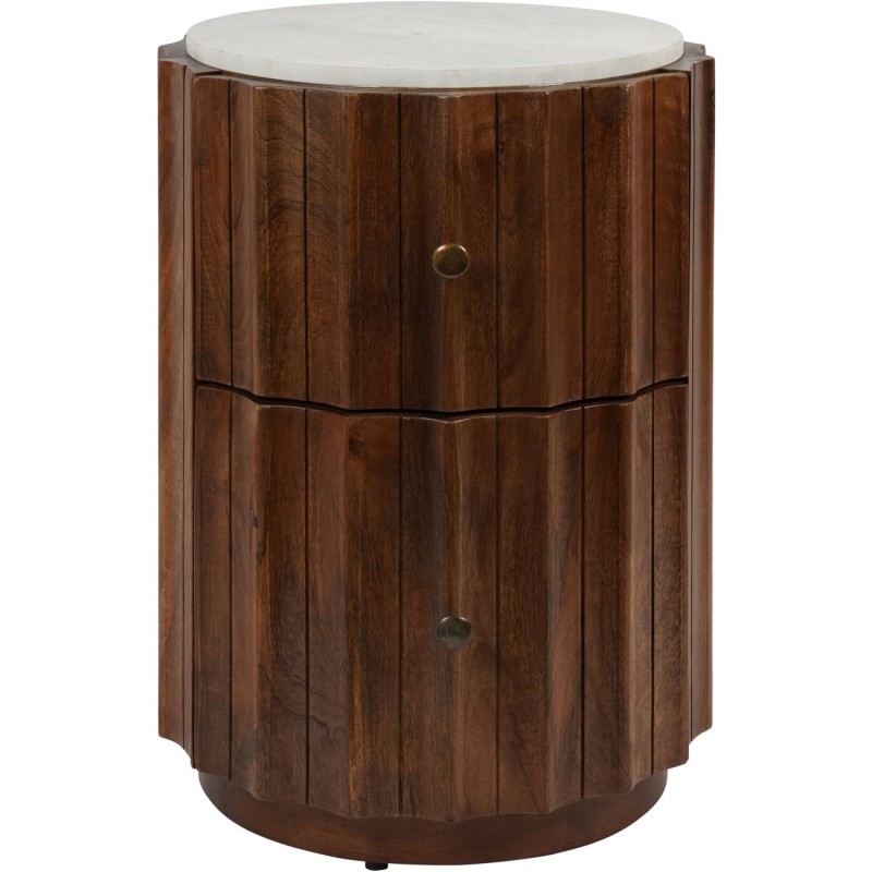 Montpelier mango wood bedside table with marble top