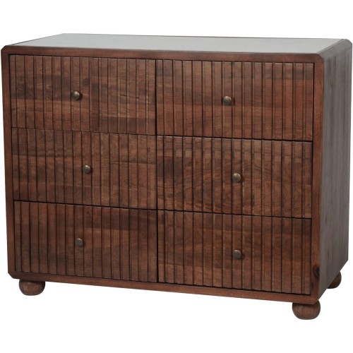 Montpelier Mango Wood Chest of Drawers 105 cm – Six Drawers and Marble Top