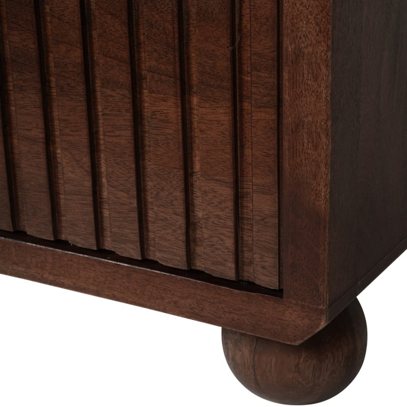 Dark brown chest of drawers with brass-toned handles
